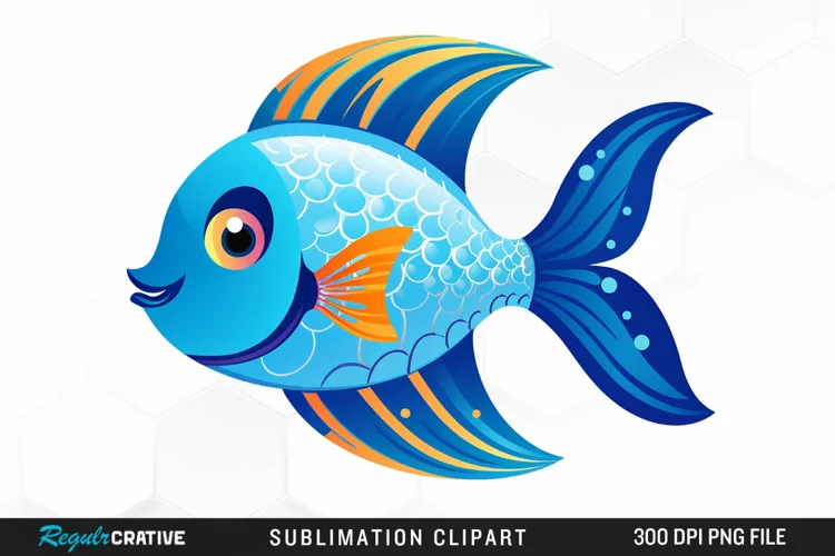Watercolor Blue Fish Illustration PNG Clipart