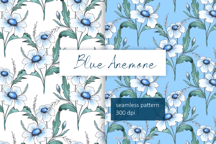 Watercolor Blue Floral Patterns