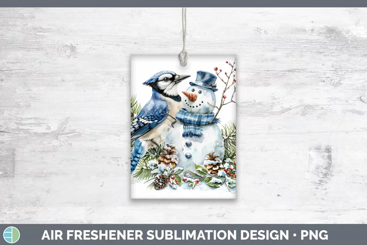 Christmas Snowman Blue Jay Air Freshener Sublimation