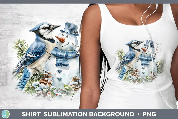 Watercolor Blue Jay Shirt Sublimation Sublimation Background
