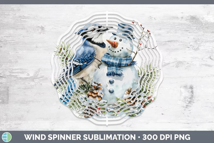 Watercolor Blue Jay Wind Spinner Sublimation Spinner Designs