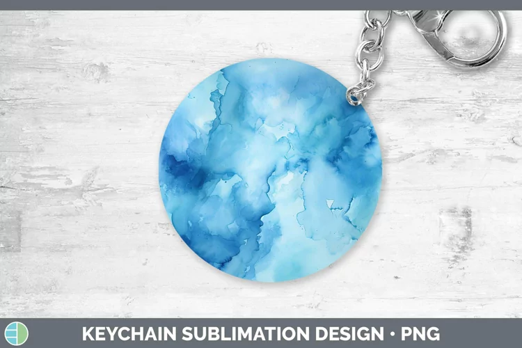 Watercolor Blue Keychain Sublimation Keyring Designs