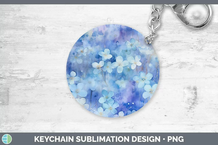 Watercolor Blue Keychain Sublimation Keyring Designs