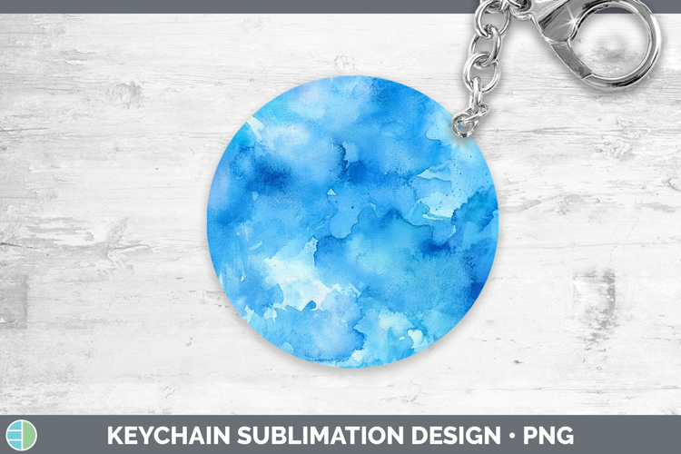 Watercolor Blue Keychain Sublimation Keyring Designs