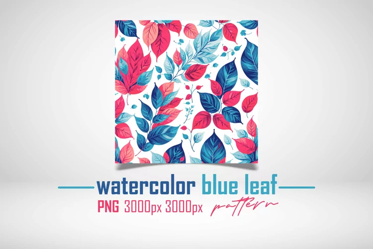 Watercolor Blue Leaf Pattern Design, leaves digital paper