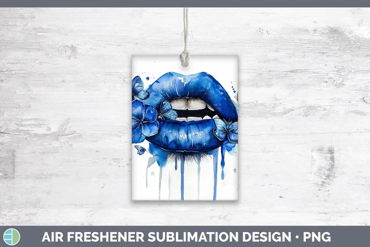 Watercolor Blue Lips Air Freshener Sublimation Car Freshener