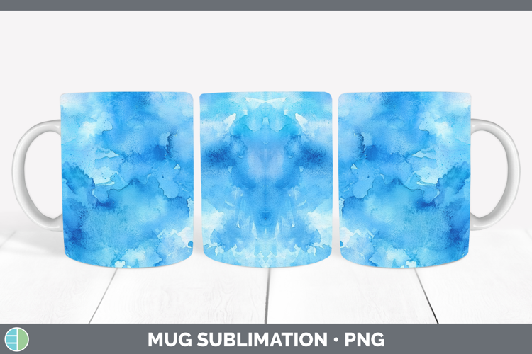 Watercolor Blue Mug Wrap Sublimation Coffee Cup Designs