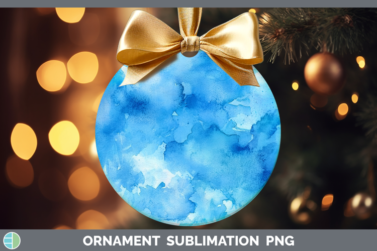 Watercolor Blue Ornament Sublimation Bauble Designs