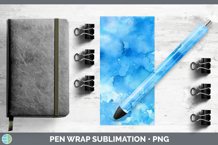 Watercolor Blue Pen Wrap Sublimation Pen Designs