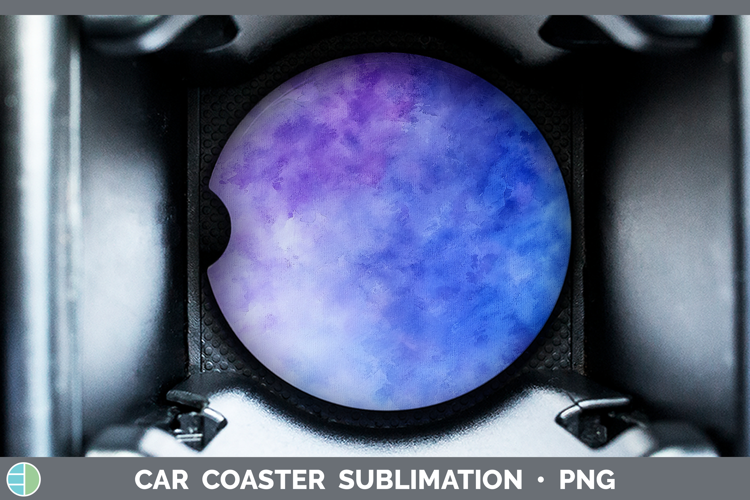Watercolor Blue Purple Car Coaster Sublimation Designs
