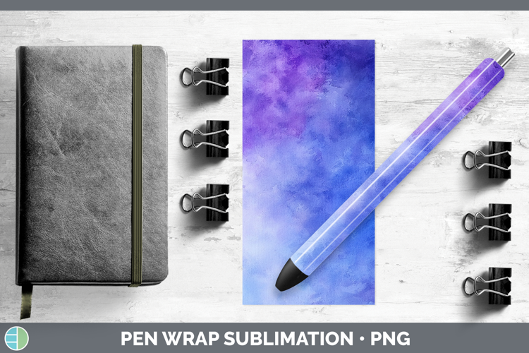 Watercolor Blue Purple Pen Wrap Sublimation Pen Designs