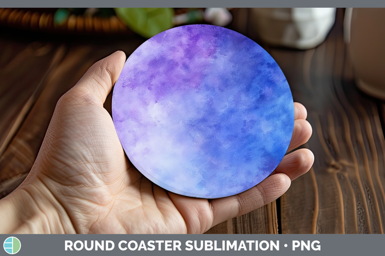 Watercolor Blue Purple Round Coaster Sublimation Coaster Des