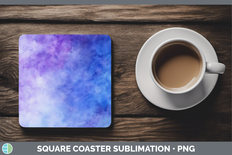 Watercolor Blue Purple Square Coaster Sublimation Coaster De