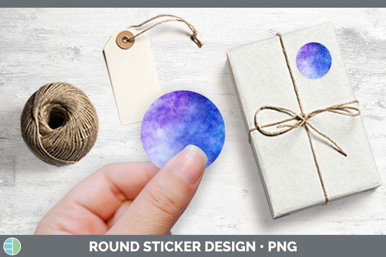Watercolor Blue Purple Stickers | Round Labels Designs
