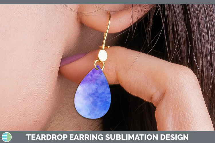 Watercolor Blue Purple Teardrop Earrings Sublimation Earring