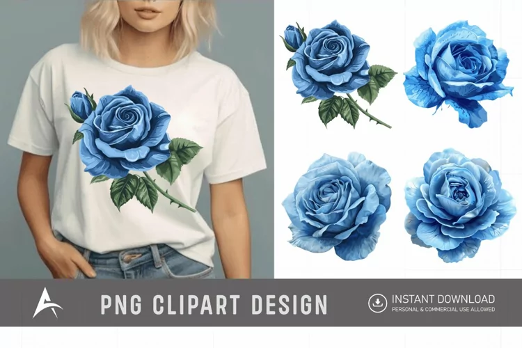 Watercolor Blue Rose Clipart
