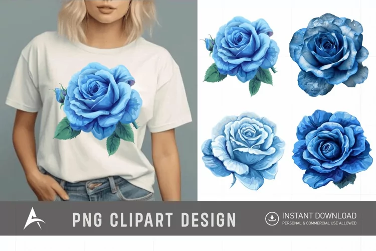 Watercolor Blue Rose Clipart