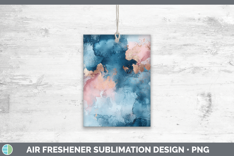 Watercolor Blue Rose Gold Air Freshener Sublimation Car Fres