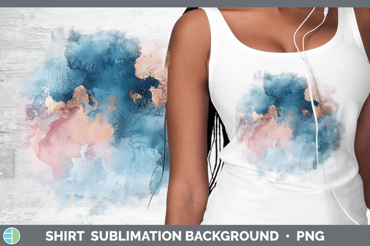 Watercolor Blue Rose Gold Shirt Sublimation Sublimation Back