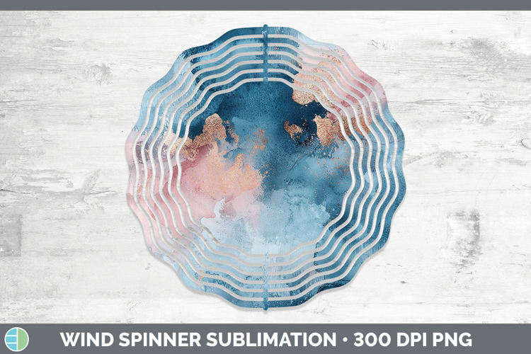 Watercolor Blue Rose Gold Wind Spinner Sublimation Spinner D