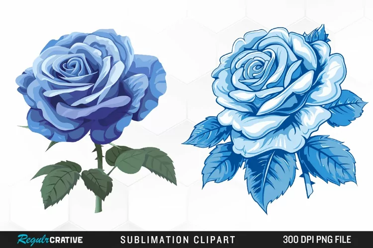 Watercolor Blue Roses Graphic Clipart