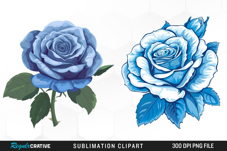 Watercolor Blue Roses Graphic Clipart