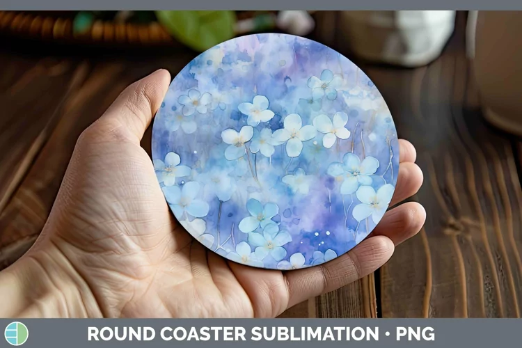 Watercolor Blue Round Coaster Sublimation Coaster Designs
