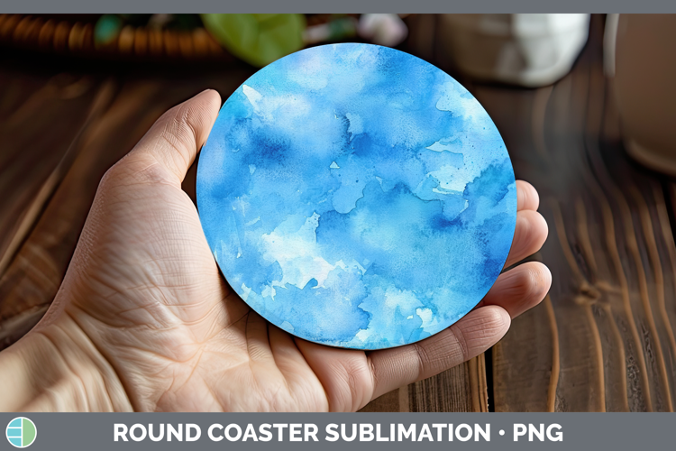 Watercolor Blue Round Coaster Sublimation Coaster Designs