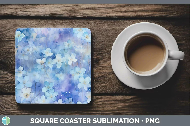 Watercolor Blue Square Coaster Sublimation Coaster Designs