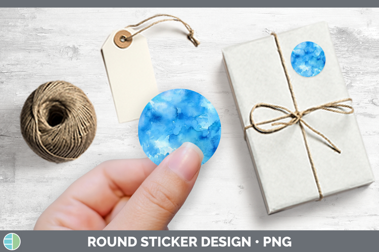 Watercolor Blue Stickers | Round Labels Designs