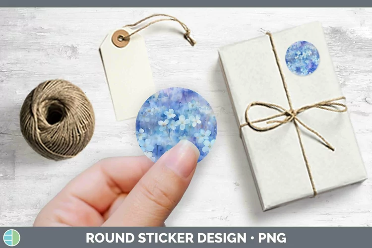 Watercolor Blue Stickers | Round Labels Designs