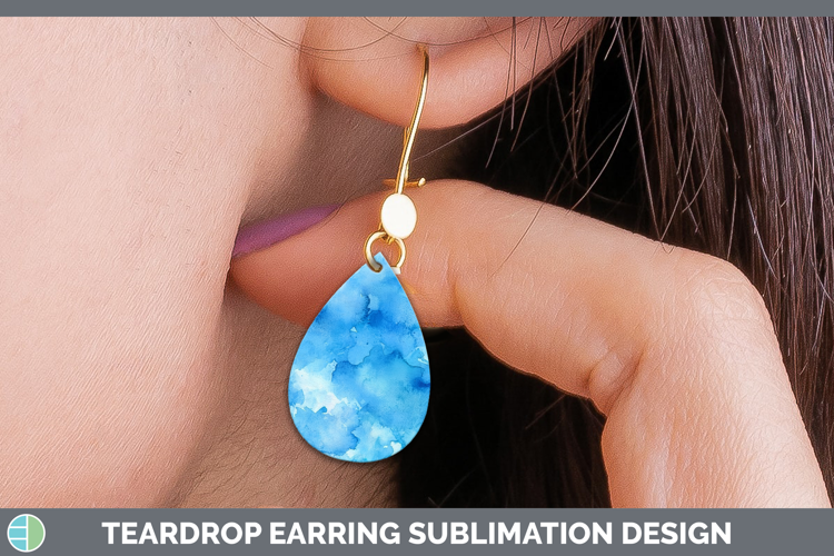Watercolor Blue Teardrop Earrings Sublimation Earrings Desig