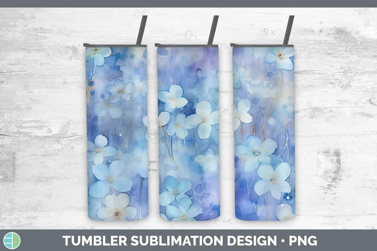 Watercolor Blue Tumbler Sublimation 20 oz Skinny Tumbler Des