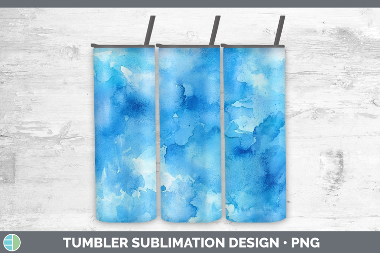 Watercolor Blue Tumbler Sublimation 20 oz Skinny Tumbler Des