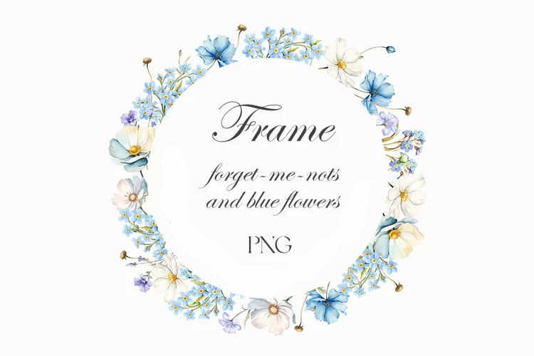 Watercolor Blue Wildflowers wreath