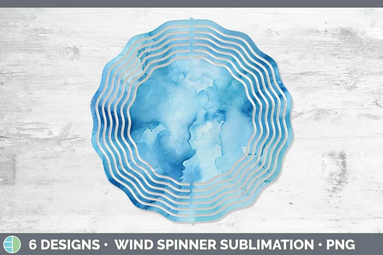 Watercolor Blue Wind Spinner Sublimation Spinner Designs