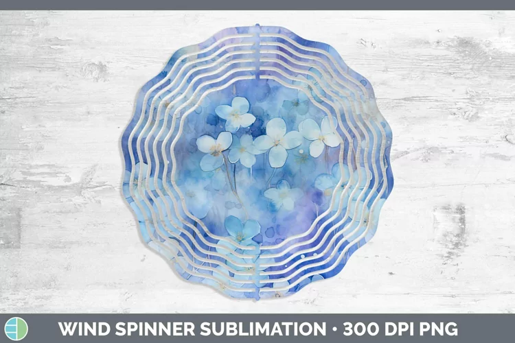 Watercolor Blue Wind Spinner Sublimation Spinner Designs