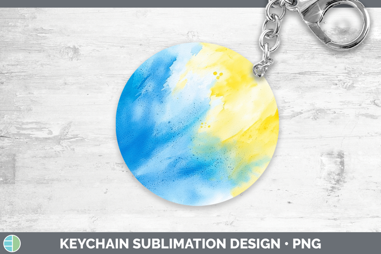 Watercolor Blue Yellow Keychain Sublimation Keyring Designs