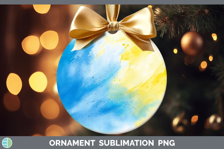 Watercolor Blue Yellow Ornament Sublimation Bauble Designs