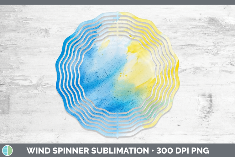 Watercolor Blue Yellow Wind Spinner Sublimation Spinner Desi