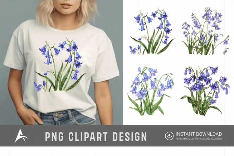 Watercolor Bluebells Sublimation Clipart