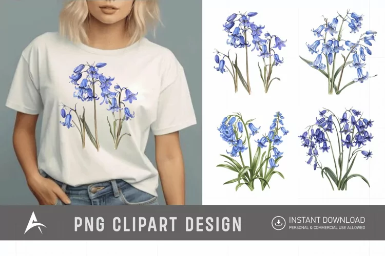 Watercolor Bluebells Sublimation Clipart