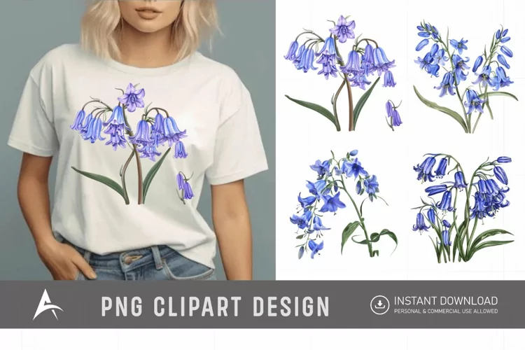 Watercolor Bluebells Sublimation Clipart