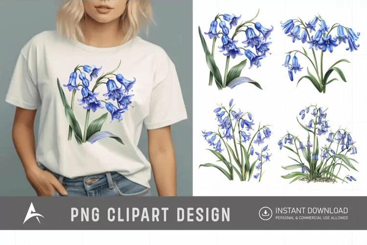 Watercolor Bluebells Sublimation Clipart
