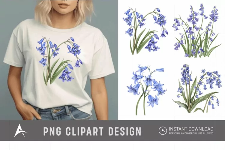 Watercolor Bluebells Sublimation Clipart