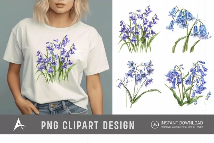 Watercolor Bluebells Sublimation Clipart