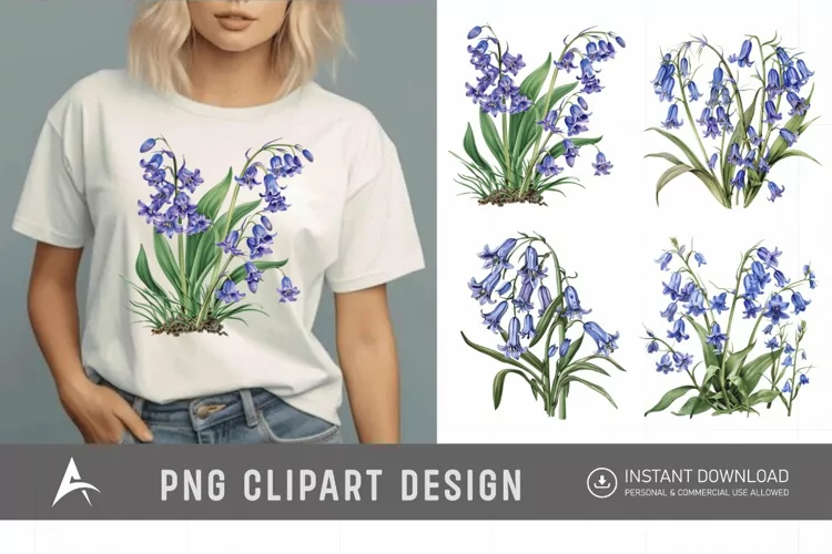 Watercolor Bluebells Sublimation Clipart