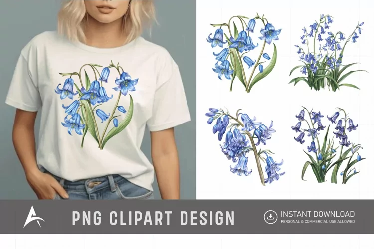 Watercolor Bluebells Sublimation Clipart