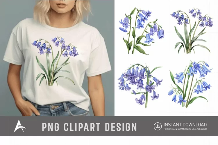 Watercolor Bluebells Sublimation Clipart