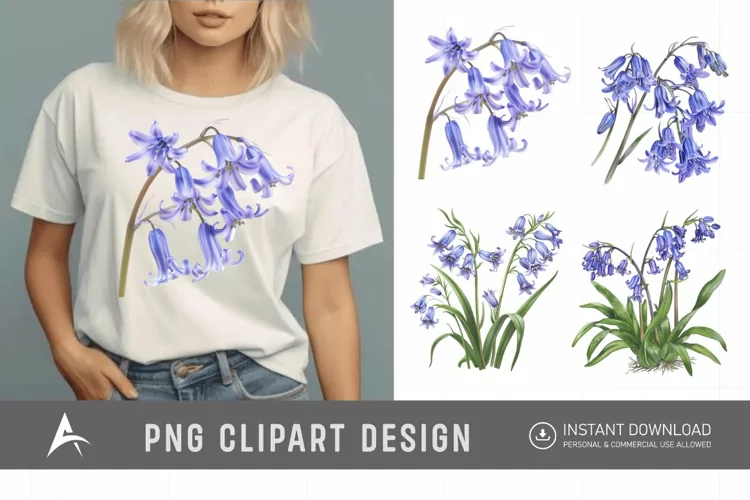 Watercolor Bluebells Sublimation Clipart